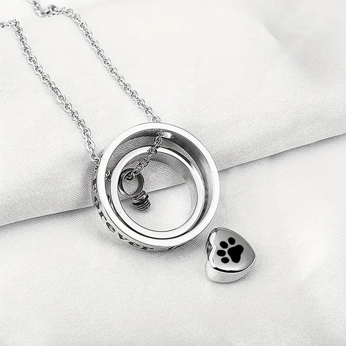 Heart's Pawprint Pet Memorial Urn Necklace