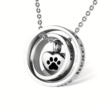 Heart's Pawprint Pet Memorial Urn Necklace