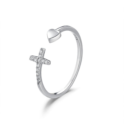 Cross My Heart Sterling Silver Ring