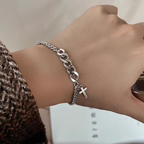 Faith & Resilience Cross & Cuban Chain Bracelet