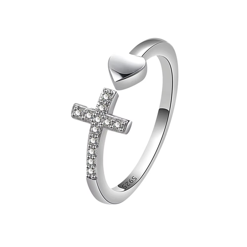 Cross My Heart Sterling Silver Ring