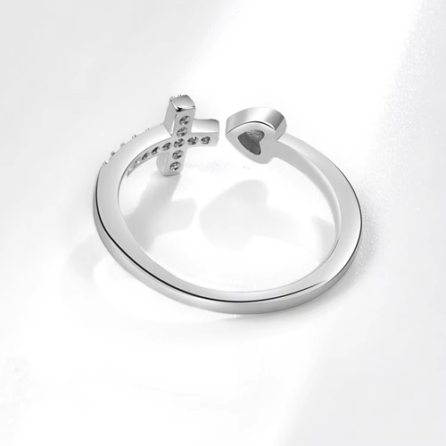 Cross My Heart Sterling Silver Ring