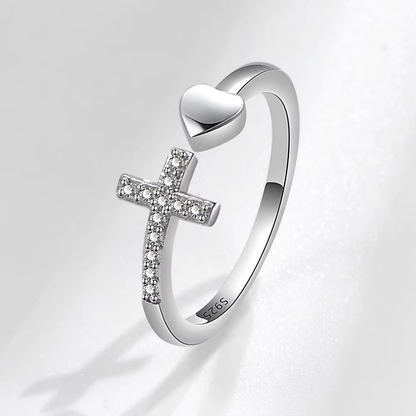 Cross My Heart Sterling Silver Ring