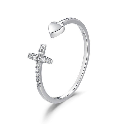 Cross My Heart Sterling Silver Ring