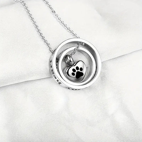 Heart's Pawprint Pet Memorial Urn Necklace