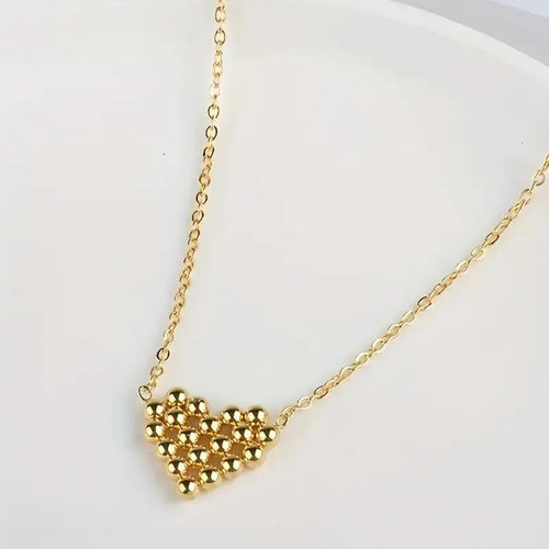 Gold Bead Heart Pendant Necklace - Penny Lee Tennessee