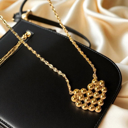 Gold Bead Heart Pendant Necklace - Penny Lee Tennessee