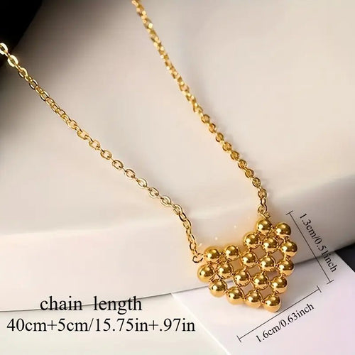 Gold Bead Heart Pendant Necklace - Penny Lee Tennessee