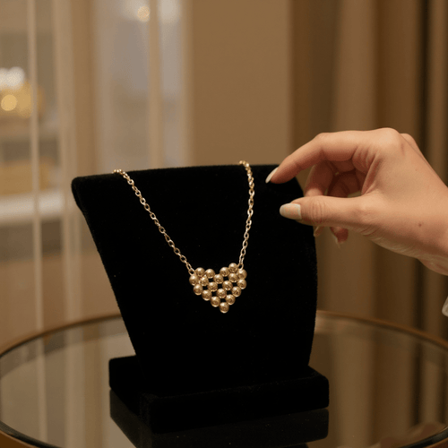 Gold Bead Heart Pendant Necklace - Penny Lee Tennessee