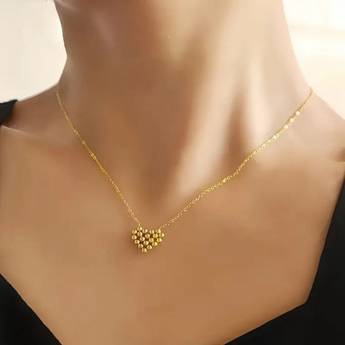 Gold Bead Heart Pendant Necklace - Penny Lee Tennessee