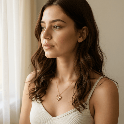 Gold Bead Heart Pendant Necklace - Penny Lee Tennessee