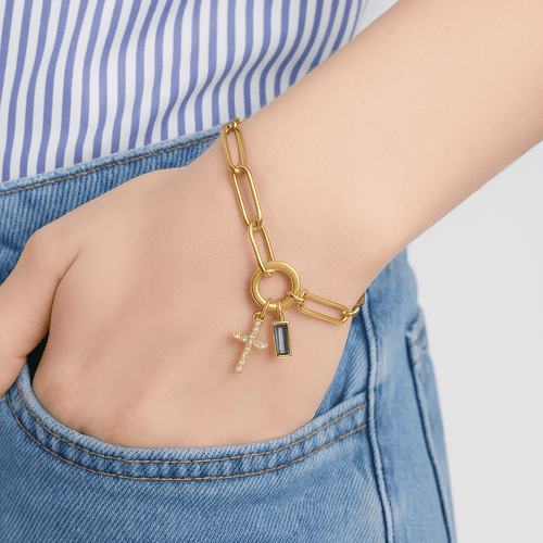 Paperclip Cross Birthstone Charm Bracelet - Penny Lee Tennessee
