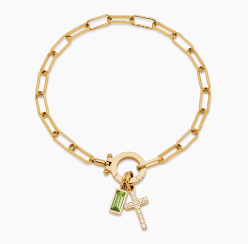 Paperclip Cross Birthstone Charm Bracelet - Penny Lee Tennessee