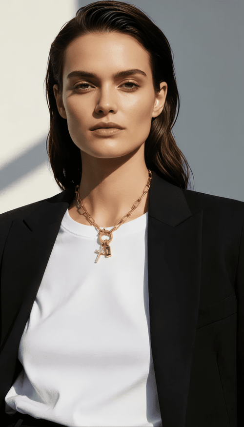 Paperclip Cross Birthstone Charm Necklace - Penny Lee Tennessee