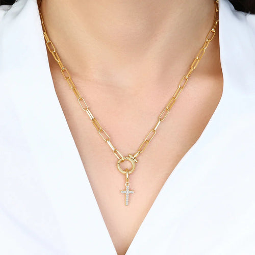Paperclip Cross Charm Necklace - Penny Lee Tennessee
