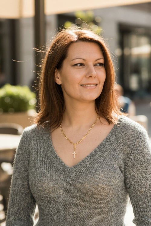 Paperclip Cross Charm Necklace - Penny Lee Tennessee