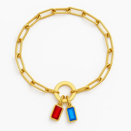 Paperclip Multi Birthstone Charm Bracelet - Penny Lee Tennessee